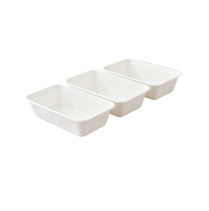 ECO Eco Friendly Biodegradable Recyclable Disposable Bagasse Meal Box <b>Lid</b> 850ml 1000ml Natural/White Oblong Compartment PFAS - Product Image 1