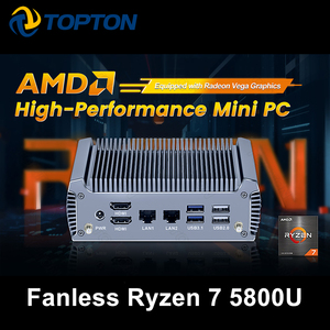 Mini PC Topton sans ventilateur <span class=keywords><strong>AMD</strong></span> FU02 Ry-zen 7 7730U  5825U 4950U <span class=keywords><strong>4500U</strong></span> 2 LAN Firewall PC 2*HD2.0 NVMe DDR4 WiFi6 Mini ordinateur de jeu - Product Image 3