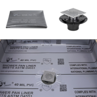 Doublure de douche en PVC 40MIL 6 par 10 pouces personnalisée avec base de vidange en ABS et plaque chromée de grille de vidange en acier de 4 pouces