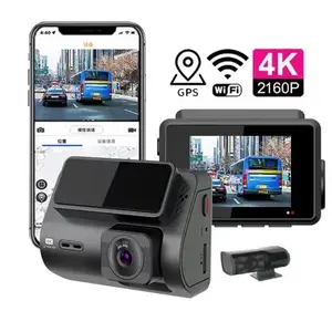 Mini caméra intelligente 2 pouces double avant et arrière pour tableau de bord 4k wifi gps double objectif voiture dvr 4k dashcam avec gps wifi double 4k dash cam