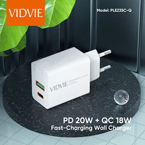 VIDVIE Usine Voyage USB Type C <span class=keywords><strong>PD</strong></span> 20W QC3.0 Téléphone Mobile Chargeur Mural à Charge Rapide Adaptateur Avec Câble - Product Image 2