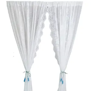 美式3d印花刺绣花浪漫蕾丝门窗窗帘透明