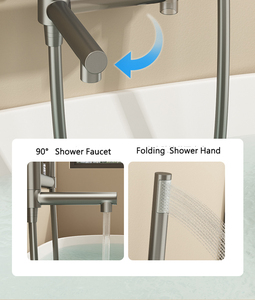 Nouveauté, ensemble <span class=keywords><strong>de</strong></span> robinets <span class=keywords><strong>de</strong></span> douche et baignoire pliants muraux, <span class=keywords><strong>mitigeur</strong></span> chaud et froid, robinet <span class=keywords><strong>de</strong></span> baignoire <span class=keywords><strong>avec</strong></span> <span class=keywords><strong>douchette</strong></span> pour salle <span class=keywords><strong>de</strong></span> bain - Product Image 3