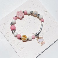 Bracelet en céramique de Jingdezhen, style chinois minimaliste, cordon noué à la main, forme géométrique, bijoux