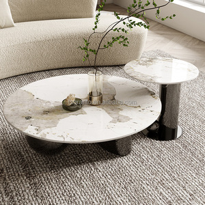 Juego de Mesa de <span class=keywords><strong>Centro</strong></span> y Mesas Auxiliares de Acero Inoxidable de Lujo para Sala de Estar, Muebles Modernos y Creativos de Diseño para Hotel - Product Image 6