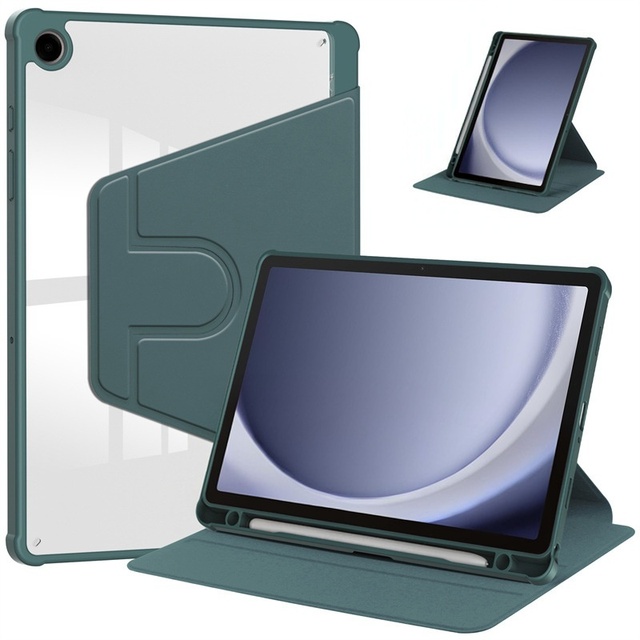 Shockproof Tablet Case for Samsung Galaxy Tab A9 / A11 8.7 Inch with Pencil Holder and Transparent Acrylic Back Shell