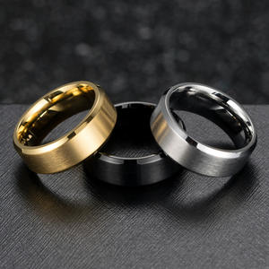 Stylish Simple 8mm Brushed Matte Black Titanium Steel <b>Ring</b> Unisex Wedding Jewelry - Product Image 2