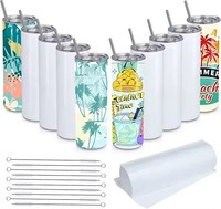 Gobelets de Sublimation en Acier Inoxydable Double Paroi Blancs Droits Vides de 20oz avec Paille et Base en Caoutchouc pour la Vente en Gros
