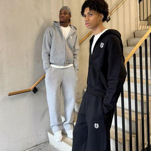 Nuova <span class=keywords><strong>Tuta</strong></span> Sportiva 2025 a Tinta Unita dalla Vestibilità Ampia con Felpa con Cappuccio, Giacca e <span class=keywords><strong>Pantaloni</strong></span> in Due Pezzi con Cerniera - Product Image 3