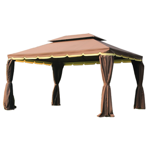 Gazebo moderne en aluminium 10x13 avec toit souple, pour balcon extérieur, cour, avec rideaux en polyester et écrans de ventilation - Product Image 1