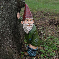 Statue Nain Coquin Barbe Blanche Artisanat en Resine Peinte a la Main Figurine Jardin Decoration Exterieure Cadeau Ornement Fait