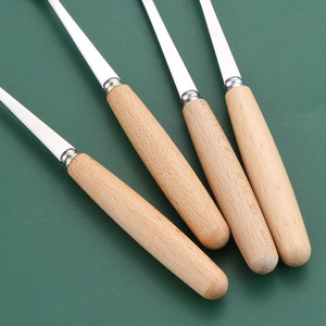 ช้อนสแตนเลส 304 ด้ามไม้ หัวกลมยาว ช้อนขนมหวาน/ไอศกรีม/ข้าวโอ๊ต - Product Image 3