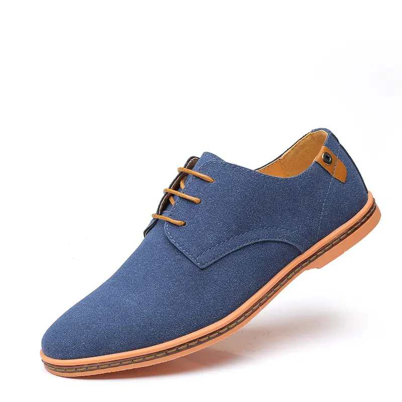 Newest Casual Men Faux Suede Leather Shoes Pointed Toe Lace Up Men Oxford Shoes Blue Men Dress Shoes