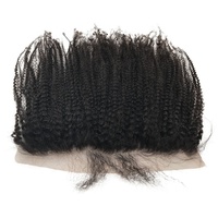 100% Offre Spéciale Remy malaisien cheveux humains 13x4 oreille à oreille crépus bouclés dentelle frontale fermeture avec faisceaux pièces de cheveux personnalisées