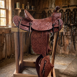 Selle d'équitation BS International en cuir véritable, avec arceau en bois, durable, unisexe, couleurs personnalisables, 18 pouces, NA81 - Product Image 2