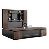 Ensemble de bureau et de chaise de direction en bois haut de gamme avec grand classeur, bureau d'ordinateur de bureau