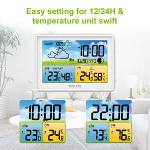 Stazione Meteo Digitale BALDR con Sensore di Temperatura e Umidità Sveglia Previsioni del Tempo Meteorologica per Interni ed Esterni - Product Image 6