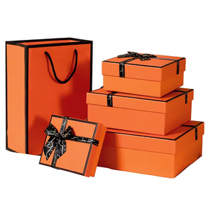 กล่องกระดาษบรรจุภัณฑ์สีส้มพร้อมโบว์ริบบิ้นกระดาษแข็งกล่องของขวัญ - Product Image 5