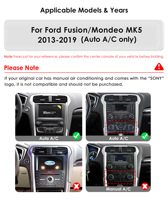 CARUPEZ Estéreo de Coche Android de 9,7 Pulgadas para Ford Fusion/Mondeo MK5 13-19 Auto AC GPS Tesla Style 8 Núcleos Transmisor FM de 1 Año Tarjeta SD
