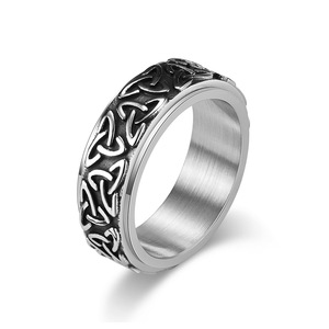 Antique Finish Nordic Viking Triquetra Spinner <b>Ring</b> | Stainless Steel <b>Stress</b> Relief Band <b>Ring</b> | Anxiety-Reducing Jewelry - Product Image 1