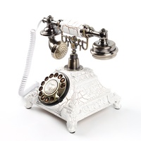 Téléphone fixe vintage en résine à motif marbre blanc, style antique, pour la maison, l'hôtel, le bureau