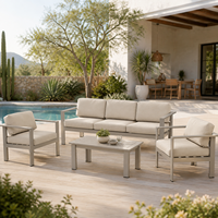 Ensemble de canapés de conversation en aluminium pour l'extérieur, mobilier de jardin moderne, résistant à l'eau, pour la terrasse, le jardin, le bord de la piscine, sièges de détente