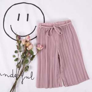 กางเกงชีฟองสีพื้นเอวสูงทรงขากว้างสำหรับเด็กจากโรงงานจีน - Product Image 5