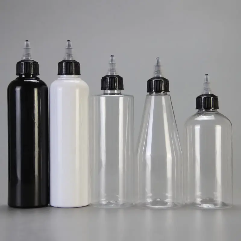 1oz 2oz 4oz 5oz 8oz proiettile forma rotonda trasparente spremere bottiglie di plastica con tappo bianco nero Flip Disc