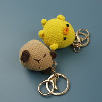 Porte-clés amigurumi mignon fait main en crochet, jouet en peluche animal tricoté 3D en fil, pendentif breloque de sac canard capybara, vente en gros