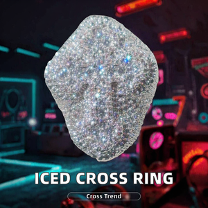 Trendy Iced Out <b>Cross</b> Moissanite 925 Sterling <b>Silver</b> Hip Hop <b>Ring</b> Zuanfa Brand GRA Certified Unisex - Product Image 2