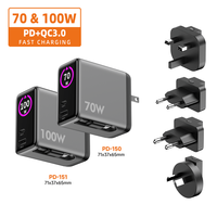 Chargeur rapide GaN VINA série PD-150 100W/70W avec ports USB double PD3.0/QC3.0/QC4.0 + Type-C pour ordinateurs portables et appareils mobiles