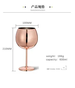 Kaca cocktail berlapis tembaga kaca anggur kelas atas baja tahan karat