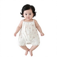 Combinaison pour bébé fille 100% coton, sans manches, imprimé floral d'été, taille nouveau-né, style doux, fines bretelles, short, pyjama, combinaison