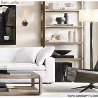 Canapé d'angle en tissu lin blanc, style nuage, moderne, pour salon, personnalisable, luxe, vente chaude