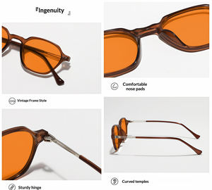 กรอบแว่นตา TR90 สีเหลือง แฟชั่น เลนส์สีส้ม รับผลิตตามสั่ง ขายส่ง คลาสสิก ยูนิเซ็กซ์ ป้องกันแสงสีฟ้า กรองแสงคอมพิวเตอร์ รุ่นไดมอนด์ - Product Image 2