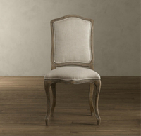 Chaise de salle à manger Rhoohill en bois massif de chêne blanc, style rétro américain, avec tissu en lin, chaise d'appoint vintage française