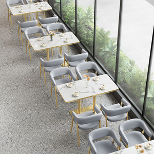Canapé 2 places en cuir moderne pour restaurant, table à manger, ensemble de chaises, tabourets de table muraux pour café, thé au lait - Product Image 4