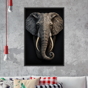 Bold African Elephant Canvas Art, Printed Tribal Design for Unique Decor,<b>BLACK</b> <b>FRAMED</b> CANVAS - Product Image 3