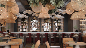 Design d'intérieur de restaurant de luxe, tables et chaises sur mesure, canapés, comptoir de bar, mobilier commercial - Product Image 5