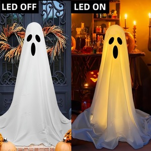 Décorations d'Halloween Grands fantômes effrayants lumineux avec lumière LED Décor de fantômes effrayants debout pour porte d'entrée Porche Yard Party - Product Image 5