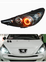 Phares LED complets personnalisés pour Peugeot 207 feux avant à lentille de projecteur bi-xénon avec DRL