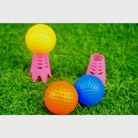 Tees de golf en plastique creux flexibles - Tees d'entraînement roses pour le golf en intérieur et en extérieur