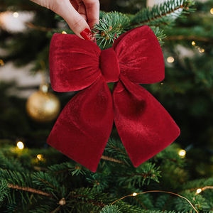 סגנון חדש גדר חג המולד מדרגות מעקה האח הגדול קטיפה אדום חג המולד קשת דקורטיבית ציוד דקורטיבי - Product Image 1