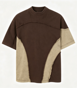 T-Shirt Vintage Lavata con Cuciture a Vista, Oversize, Stile Techwear e Streetwear, Manica Corta, Unisex, Casual, Gotico, Hip Hop - Product Image 3