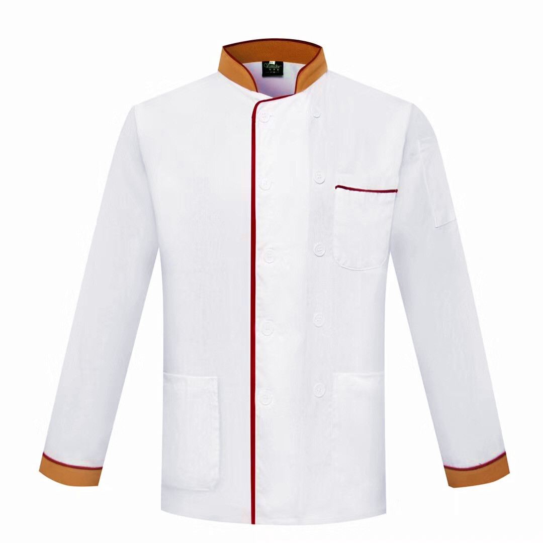 Coffee-colored collar long-sleeved top (Gold Shield cotton)