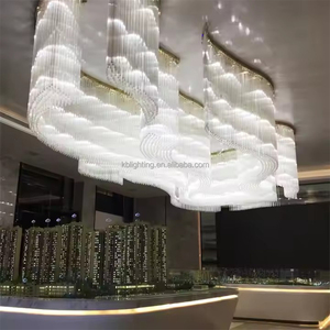 Customized Hotel Lobby Big Size Lamp Glass Hanging Modern Luxury White Gold Led Crystal <strong>Chandelier</strong> Light - Product Image 1