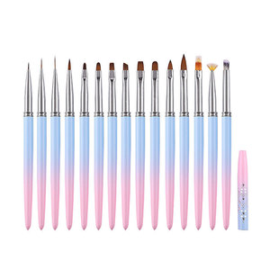 15pcs Blue Pink Acrylic Nail Brush <b>Set</b> Ombre Liner Gel <b>Paint</b> Drawing Pens for Manicure Nail Art Design - Product Image 1