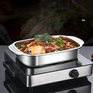 Plat à <span class=keywords><strong>gratin</strong></span>/plateau de cuisson rectangulaire en acier inoxydable de 1,0 mm d'épaisseur, extra large, durable, réutilisable, sans revêtement - Product Image 4