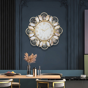 European Style Light Luxury Wall <b>Clock</b> Round Silent <b>Battery</b> Powered Living Room Home Decoration - Product Image 1