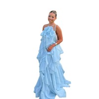 Robe longue à sequins pour femme, taille naturelle, couleur bonbon, dos nu, à volants, printemps-été